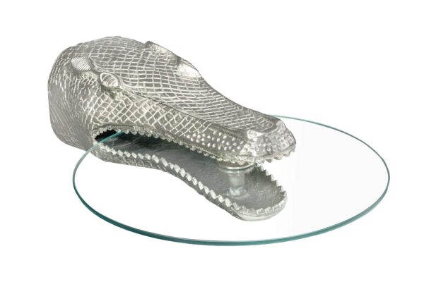 WILDLIFE CROCODILE ezüst üveg lerakóasztal WILDLIFE CROCODILE ezüst üveg lerakóasztal