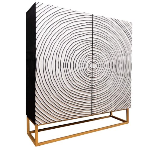 ZEN CIRCLE fekete-fehér mangófa tálalószekrény 120cm ZEN CIRCLE fekete-fehér mangófa tálalószekrény 120cm