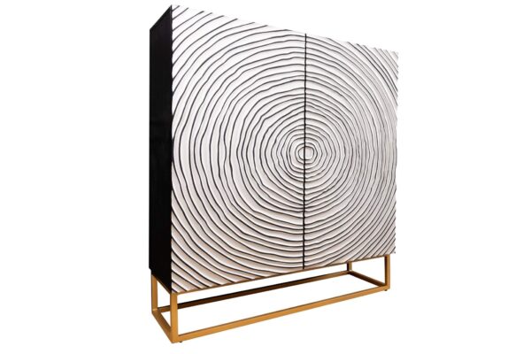 ZEN CIRCLE fekete-fehér mangófa tálalószekrény 120cm ZEN CIRCLE fekete-fehér mangófa tálalószekrény 120cm