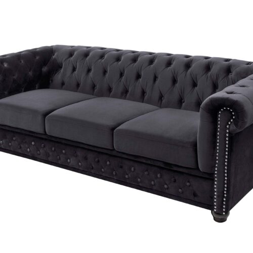 CHESTERFIELD fekete bársony kanapé CHESTERFIELD fekete bársony kanapé