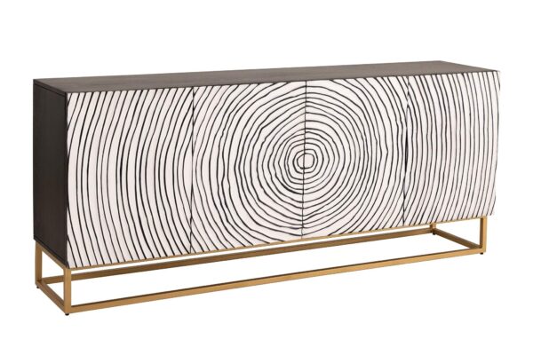 ZEN CIRCLE fekete-fehér mangófa komód 180cm ZEN CIRCLE fekete-fehér mangófa komód 180cm