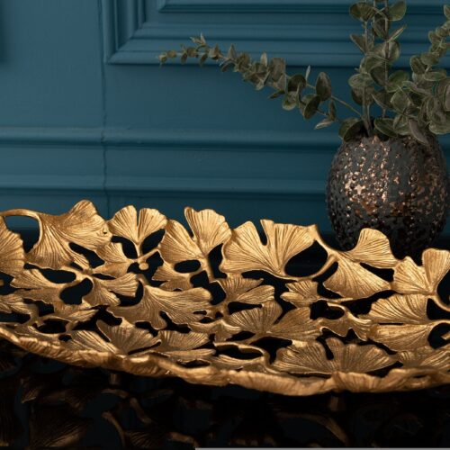 GINGKO LEAFS arany alumínium dísztál 50x30cm GINGKO LEAFS arany alumínium dísztál 50x30cm