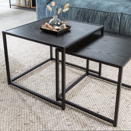 SLIM LINE 2 részes fekete fa dohányzóasztal 50cm SLIM LINE 2 részes fekete fa dohányzóasztal 50cm
