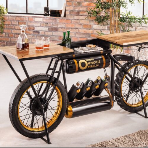 MOTORCYCLE barna mangófa konzol asztal 185cm