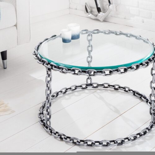 CHAIN ezüst üveg dohányzóasztal 65cm CHAIN ezüst üveg dohányzóasztal 65cm