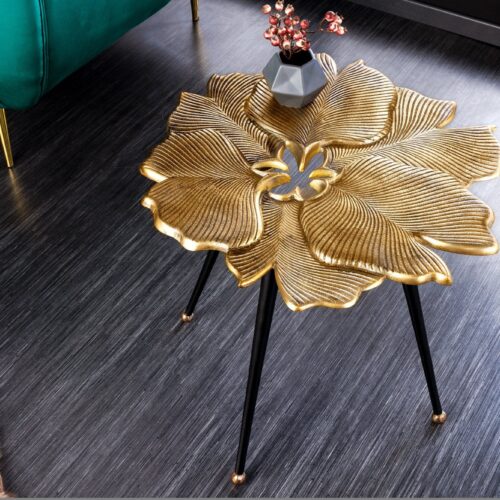 GINKGO LEAFS arany alumínium dohányzóasztal 55cm
