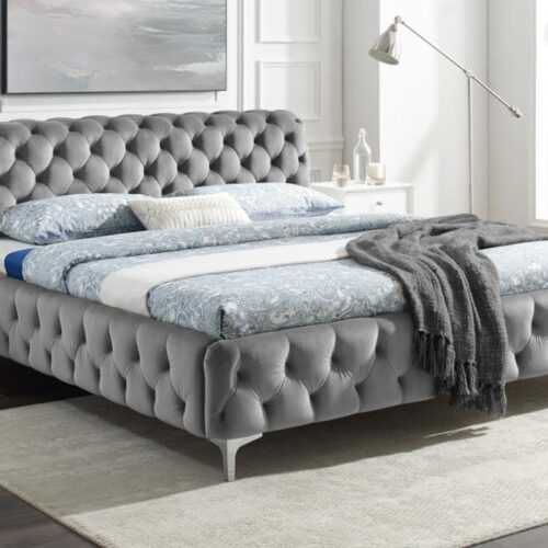MODERN BAROCK szürke bársony ágy 160x200cm MODERN BAROCK szürke bársony ágy 160x200cm