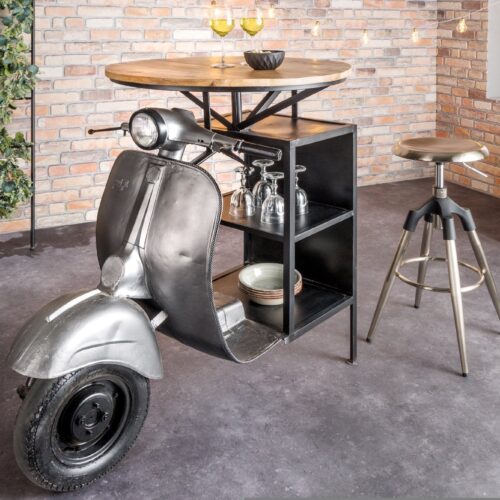 SCOOTER ezüst-mangófa bárasztal 115cm SCOOTER ezüst-mangófa bárasztal 115cm