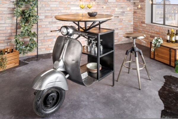 SCOOTER ezüst-mangófa bárasztal 115cm SCOOTER ezüst-mangófa bárasztal 115cm