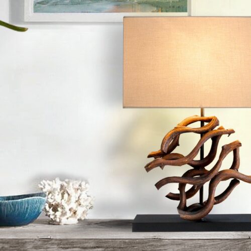 THE WAVE barna fa asztali lámpa 60cm THE WAVE barna fa asztali lámpa 60cm