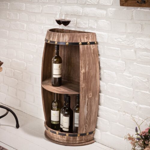 BODEGA barna fenyőfa hordó bortartó