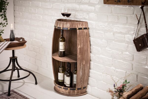 BODEGA barna fenyőfa hordó bortartó BODEGA barna fenyőfa hordó bortartó