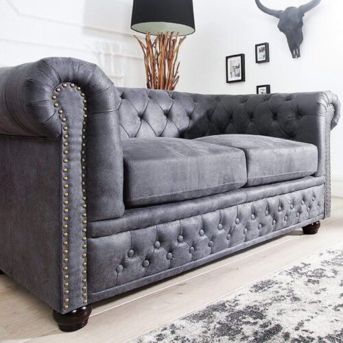 CHESTERFIELD 2 személyes antik szürke kanapé CHESTERFIELD 2 személyes antik szürke kanapé