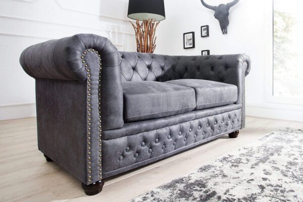 CHESTERFIELD 2 személyes antik szürke kanapé CHESTERFIELD 2 személyes antik szürke kanapé