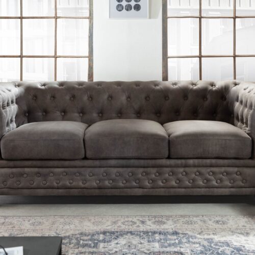 CHESTERFIELD 3 személyes szürke vintage kanapé CHESTERFIELD 3 személyes szürke vintage kanapé