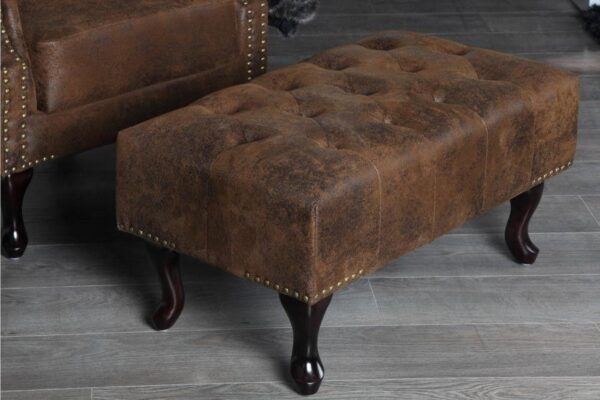 CHESTERFIELD antik barna lábzsámoly CHESTERFIELD antik barna lábzsámoly