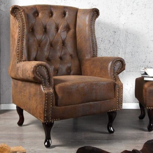 CHESTERFIELD barna antik fotel