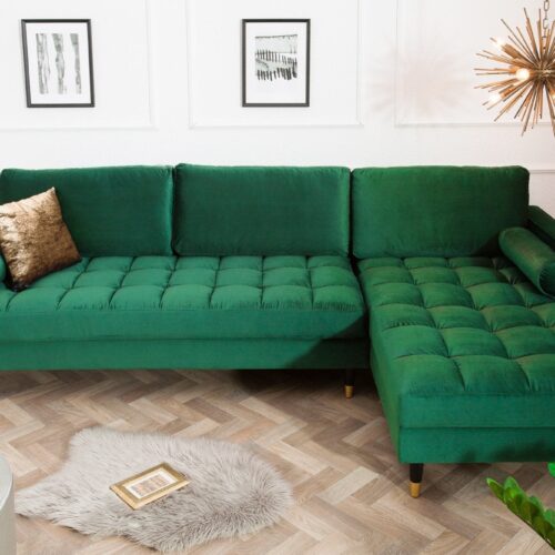 COZY VELVET zöld bársony sarokkanapé COZY VELVET zöld bársony sarokkanapé