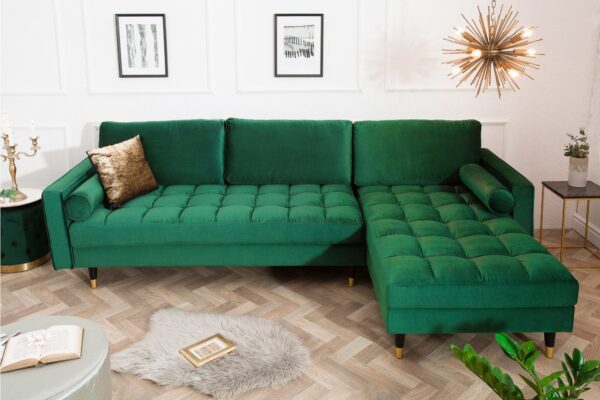 COZY VELVET zöld bársony sarokkanapé COZY VELVET zöld bársony sarokkanapé