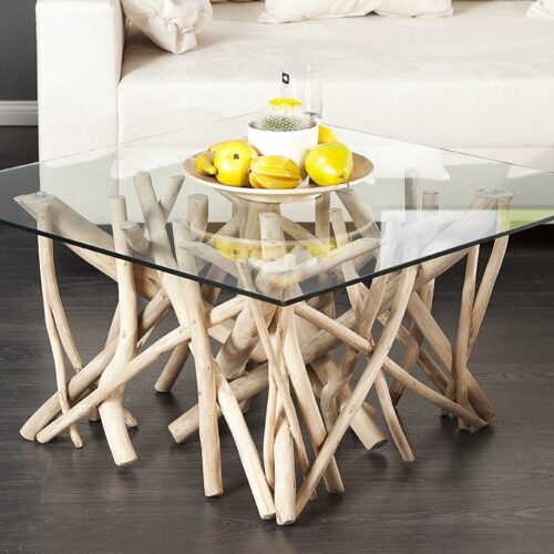 DRIFTWOOD natúr fa üveg dohányzóasztal 80cm - Üveglap nélkül DRIFTWOOD natúr fa üveg dohányzóasztal 80cm - Üveglap nélkül