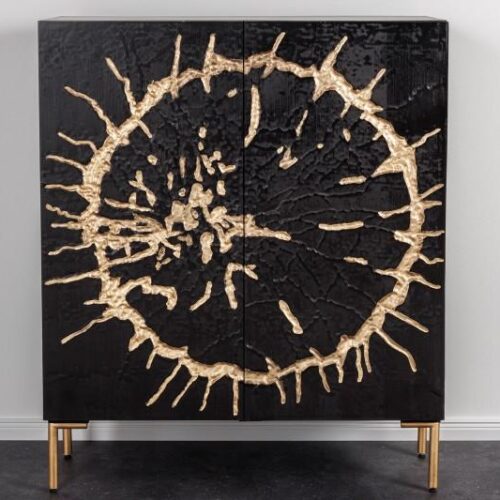 CIRCLE fekete-arany mangófa tálalószekrény 120cm CIRCLE fekete-arany mangófa tálalószekrény 120cm