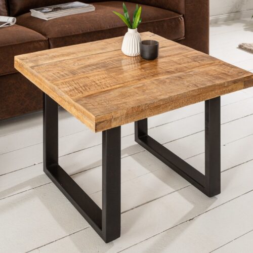 IRON CRAFT barna mangófa dohányzóasztal 60x60x45
