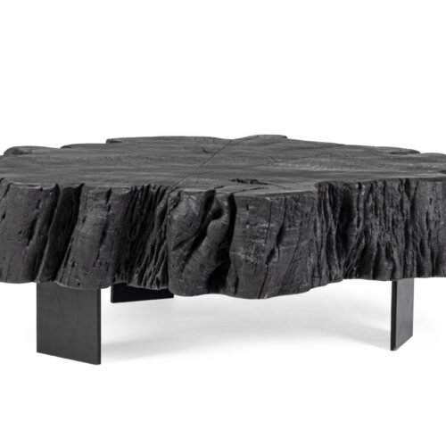 KEVAL fekete akácfa dohányzóasztal 90cm KEVAL fekete akácfa dohányzóasztal 90cm