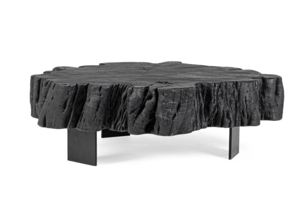KEVAL fekete akácfa dohányzóasztal 90cm