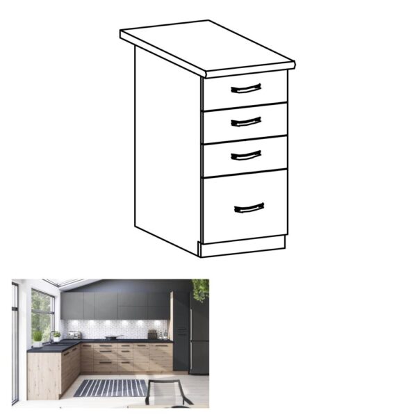 LANGEN B barna mdf fiókos alsó konyhaszekrény 40cm