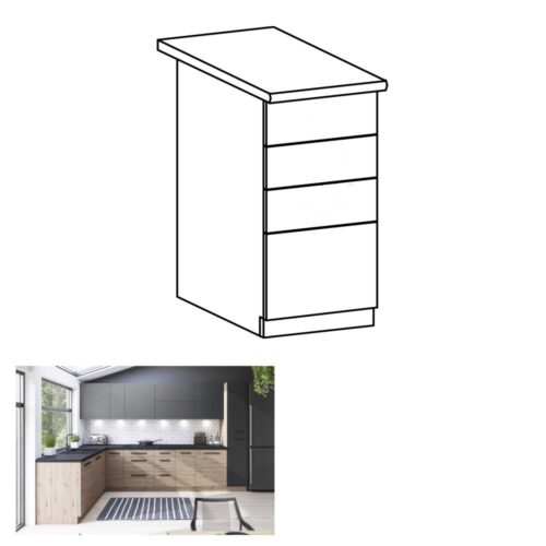 LANGEN barna mdf fiókos alsó konyhaszekrény 40cm