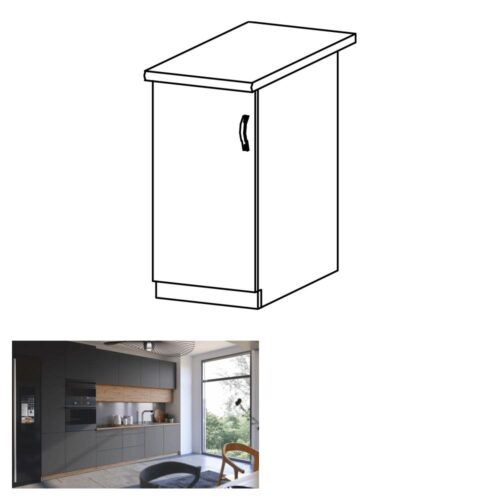 LANGEN szürke mdf alsó konyhaszekrény balos 40cm