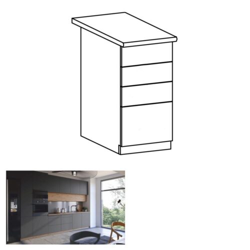 LANGEN szürke mdf fiókos alsó konyhaszekrény 40cm