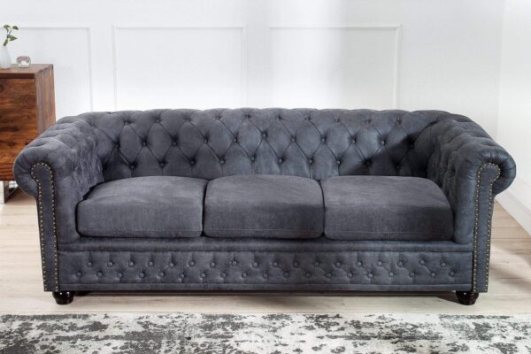 CHESTERFIELD 3 személyes antik szürke kanapé CHESTERFIELD 3 személyes antik szürke kanapé