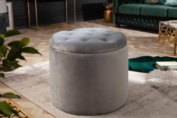 MODERN BAROCK ezüst bársony hokedli 50cm MODERN BAROCK ezüst bársony hokedli 50cm