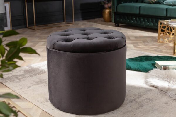 MODERN BAROCK fekete bársony hokedli 50cm MODERN BAROCK fekete bársony hokedli 50cm