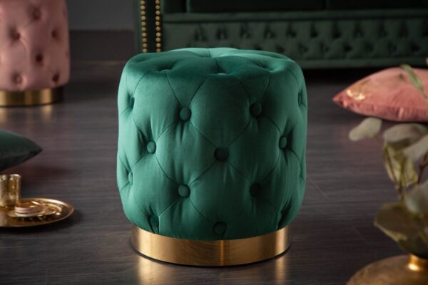 MODERN BAROCK sötétzöld és arany puff 38cm MODERN BAROCK sötétzöld és arany puff 38cm