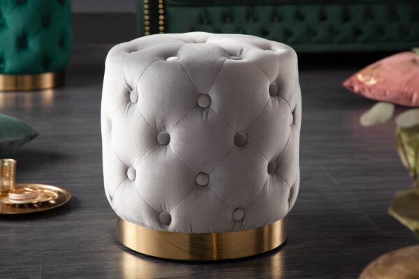 MODERN BAROCK szürke és arany bársony hokedli 35cm MODERN BAROCK szürke és arany bársony hokedli 35cm