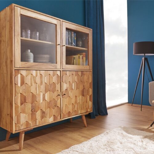 MYSTIC LIVING barna akácfa vitrin 118x40x140 MYSTIC LIVING barna akácfa vitrin 118x40x140