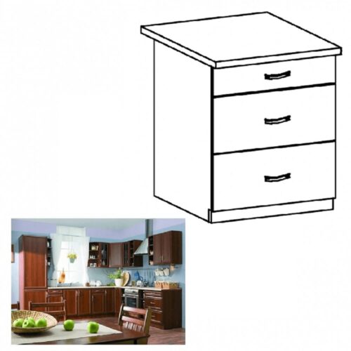 SICILIA barna mdf fiókos alsó konyhaszekrény 60cm SICILIA barna mdf fiókos alsó konyhaszekrény 60cm