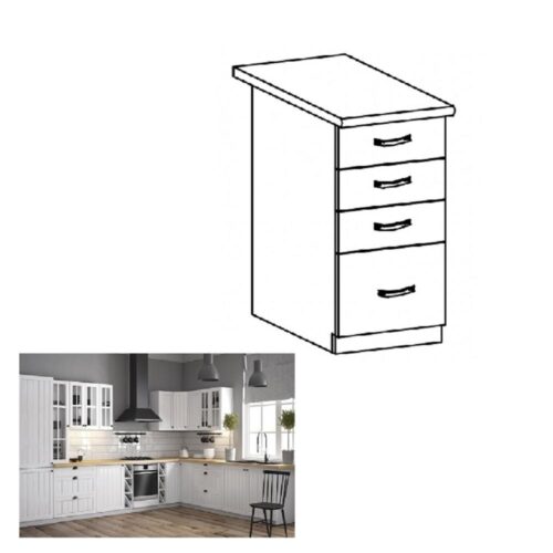 PROVANCE fehér mdf fiókos alsó konyhaszekrény 40cm PROVANCE fehér mdf fiókos alsó konyhaszekrény 40cm