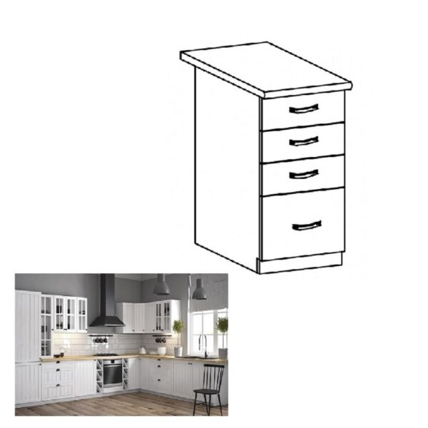 PROVANCE fehér mdf fiókos alsó konyhaszekrény 40cm