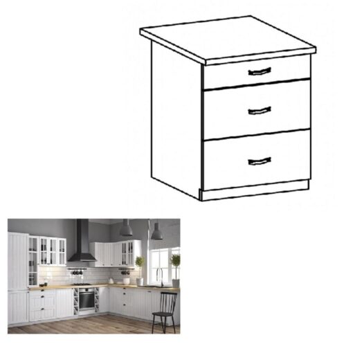 PROVANCE fehér mdf fiókos alsó konyhaszekrény 60cm