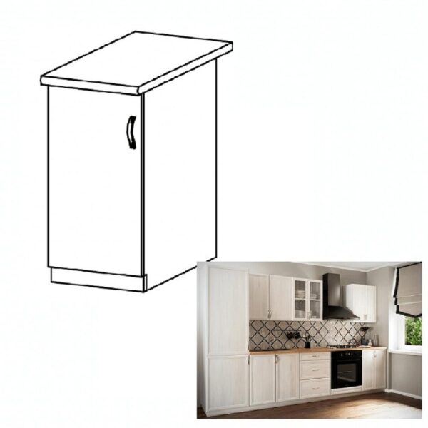 SICILIA fehér mdf alsó konyhaszekrény balos 40cm