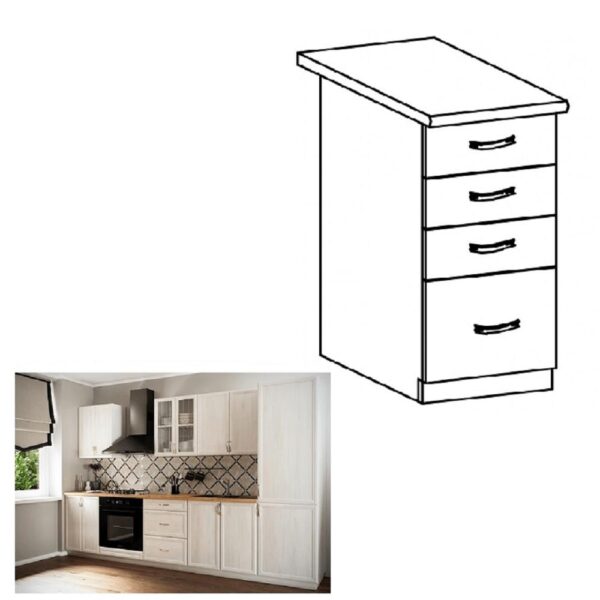 SICILIA fehér mdf fiókos alsó konyhaszekrény 40cm