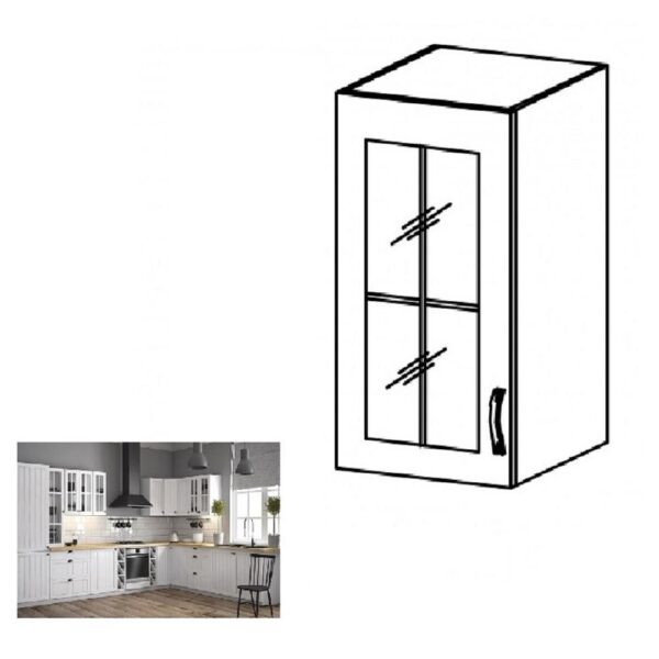 PROVANCE II fehér mdf felső konyhaszekrény balos 30cm
