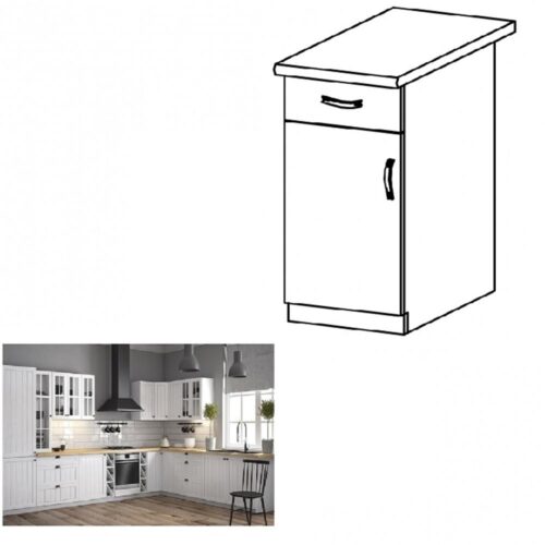 PROVANCE fehér mdf fiókos alsó konyhaszekrény balos 40cm